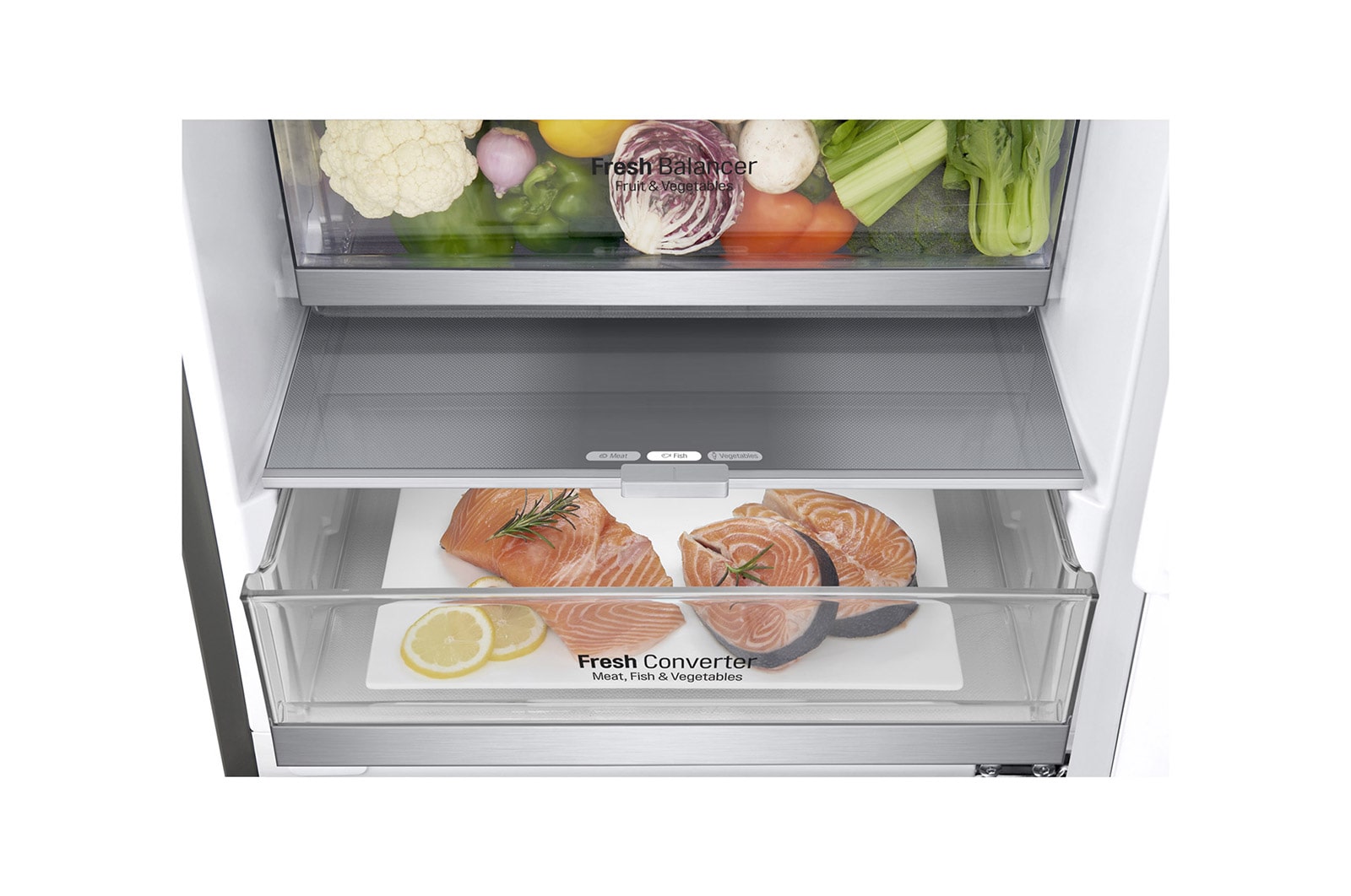 LG Kombinovaná chladnička | D | Hrubý objem 419 l | 215 kWh/rok | LG Lineární invertorový kompresor | LG Total No Frost | DoorCooling+™ | Vnitřní LED displej | Smart Diagnosis™ ﻿, GBB72PZEFN