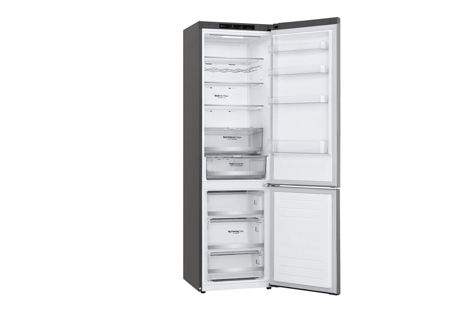 LG Kombinovaná chladnička | D | Hrubý objem 419 l | 215 kWh/rok | LG Lineární invertorový kompresor | LG Total No Frost | DoorCooling+™ | Vnitřní LED displej | Smart Diagnosis™ ﻿, GBB72PZEFN