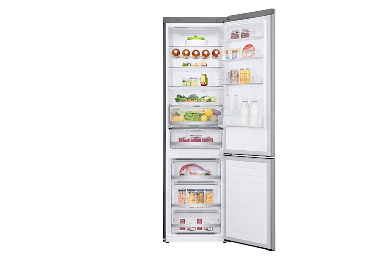 LG ﻿Kombinovaná chladnička | D | Hrubý objem 419 l | 215 kWh/rok | LG Lineární invertorový kompresor | LG Total No Frost | DoorCooling+™ | Vnější LED displej | ThinQ™ + WiFi, GBB72SADFN