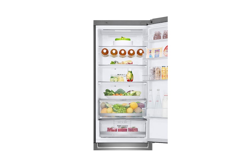 LG ﻿Kombinovaná chladnička | D | Hrubý objem 419 l | 215 kWh/rok | LG Lineární invertorový kompresor | LG Total No Frost | DoorCooling+™ | Vnější LED displej | ThinQ™ + WiFi, GBB72SADFN