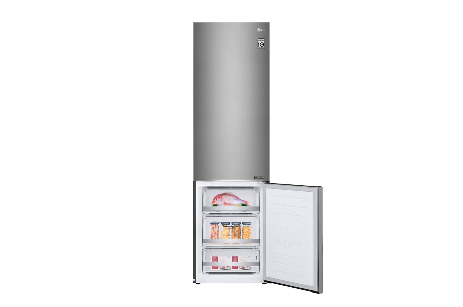 LG Kombinovaná chladnička | D | Hrubý objem 419 l | 215 kWh/rok | LG Lineární invertorový kompresor | LG Total No Frost | DoorCooling+™ | Vnitřní LED displej | Smart Diagnosis™, GBB72SAEFN