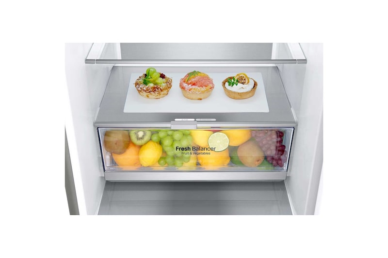 LG ﻿Kombinovaná chladnička | C (v rozsahu A až G) | Hrubý objem 419 l | 172 kWh/rok | LG Lineární kompresor | Multi Air Flow | LG ThinQ + WiFi | Door cooling | Metal Fresh, GBB72SAUCN