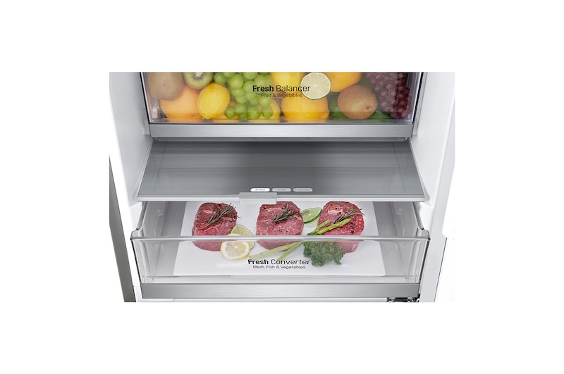 LG ﻿Kombinovaná chladnička | C (v rozsahu A až G) | Hrubý objem 419 l | 172 kWh/rok | LG Lineární kompresor | Multi Air Flow | Smart Diagnosis™ | Door cooling, GBB72SAVCN