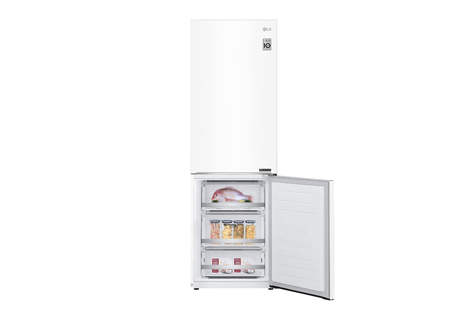 LG ﻿Kombinovaná chladnička | D (v rozsahu A až G) | Hrubý objem 419 l | 215 kWh/rok | LG Lineární invertorový kompresor | LG Total No Frost | Multi Air Flow | Fresh Balancer | Fresh Converter | Smart Diagnosis™ | Door cooling™, GBB72SWEFN