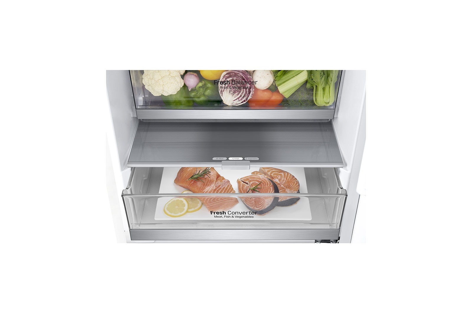 LG ﻿Kombinovaná chladnička | D (v rozsahu A až G) | Hrubý objem 419 l | 215 kWh/rok | LG Lineární invertorový kompresor | LG Total No Frost | Multi Air Flow | Fresh Balancer | Fresh Converter | Smart Diagnosis™ | Door cooling™, GBB72SWEFN