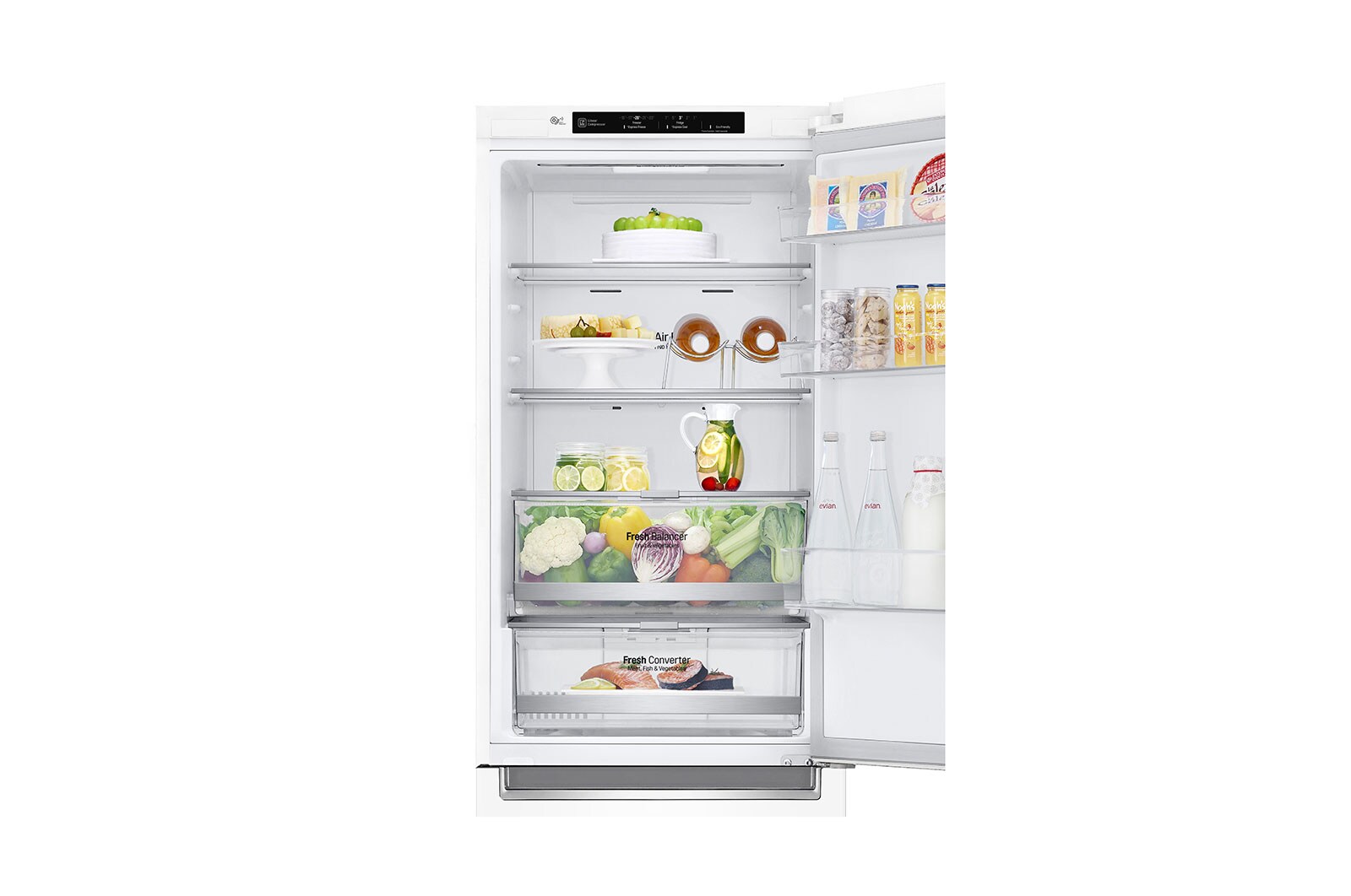 LG ﻿Kombinovaná chladnička | D (v rozsahu A až G) | Hrubý objem 419 l | 215 kWh/rok | LG Lineární invertorový kompresor | LG Total No Frost | Multi Air Flow | Fresh Balancer | Fresh Converter | Smart Diagnosis™ | Door cooling™, GBB72SWEFN