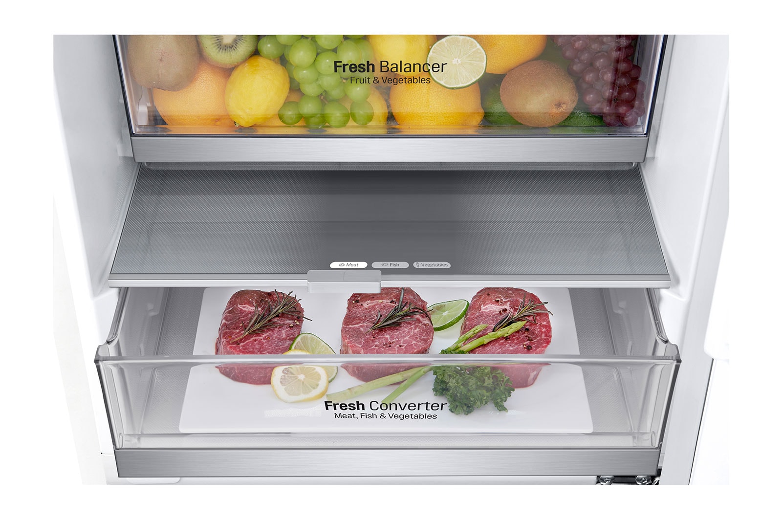 LG ﻿Kombinovaná chladnička LG | C | Smart Invertorový kompresor | DoorCooling+™, GBB72SWVCN1