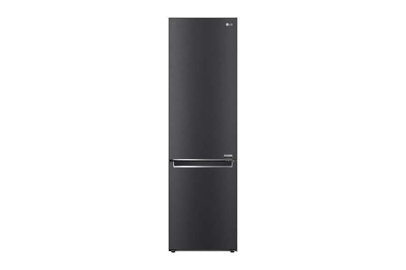 Čelní pohled na Kombinovaná chladnička LG | A | 384 l | Lineární kompresor | DoorCooling+™|Černá/šedá GBB92MCB2P