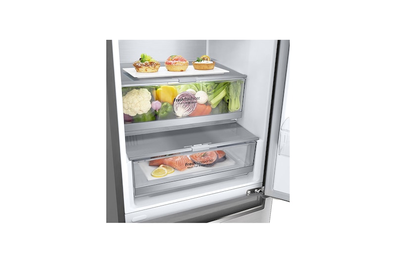 LG ﻿Kombinovaná chladnička | C (v rozsahu A až G) | Hrubý objem 419 l | 172 kWh/rok | LG Lineární kompresor | Multi Air Flow | LG ThinQ + WiFi | Door cooling, GBB92STACP