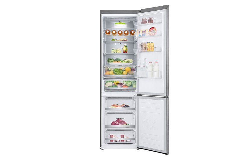 LG C (v rozsahu A až G) | Hrubý objem 419 l | 154 kWh/rok | LG Lineární invertorový kompresor | LG Total No Frost | DoorCooling+™ | Vnější LCD displej | ThinQ™ + WiFi, GBB92STAQP