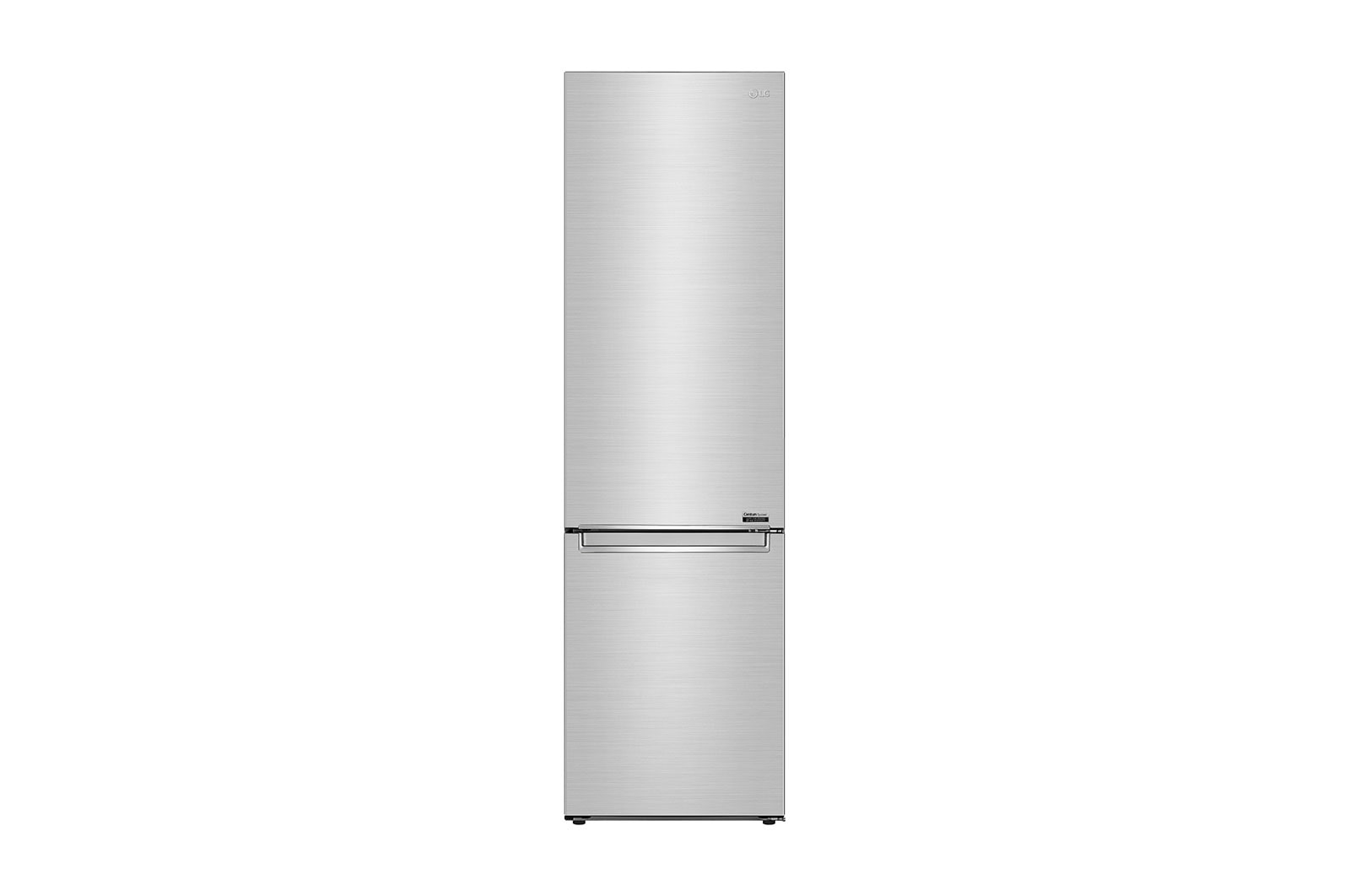 Čelní pohled na &#xfeff;Kombinovaná chladnička | A | Hrubý objem 419 l | 110 kWh/rok | LG Lineární invertorový kompresor | LG Total No Frost | DoorCooling&#43;™ | Vnitřní LED displej | Smart Diagnosis™ GBB92STBAP
