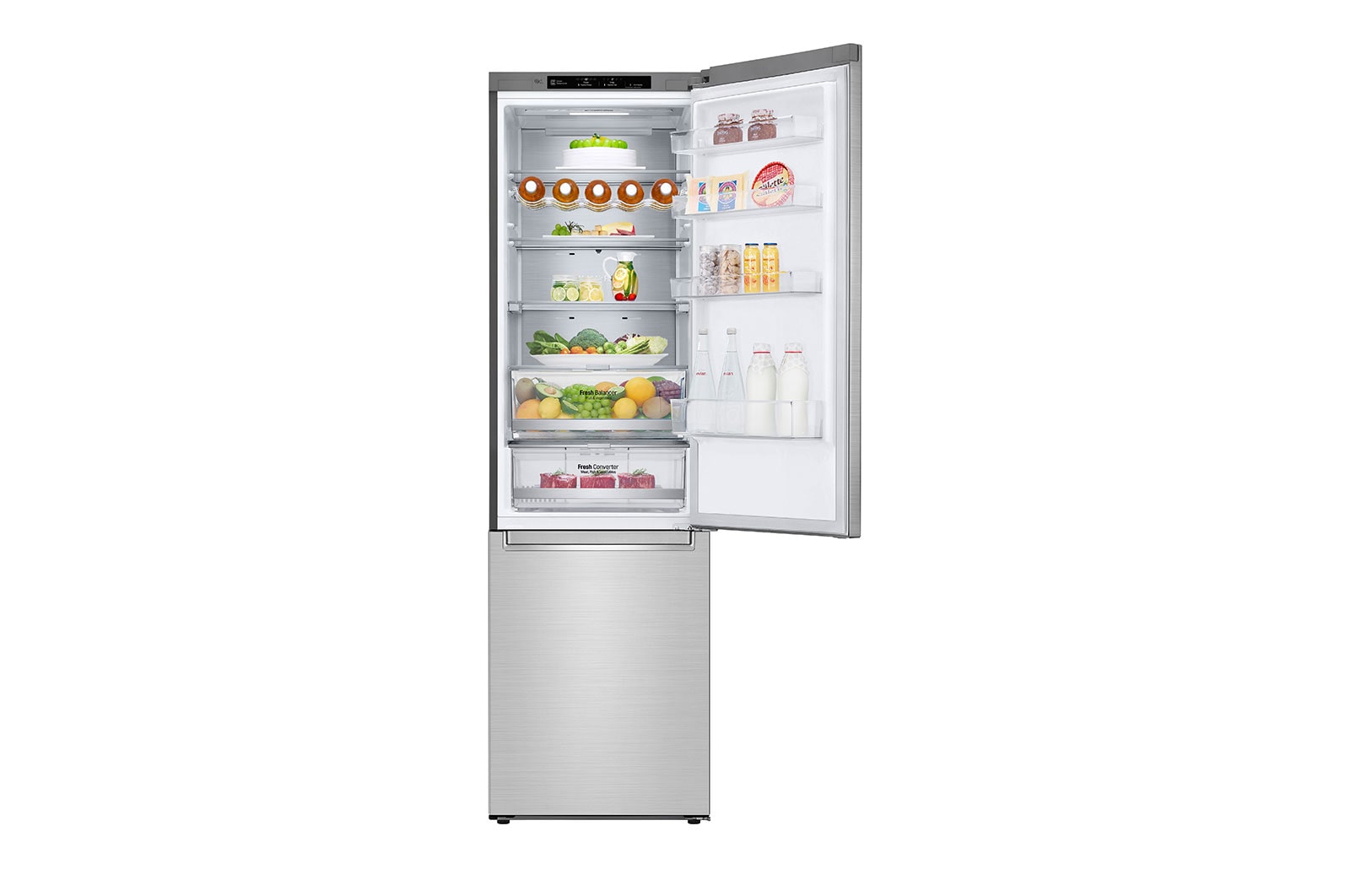 LG ﻿Kombinovaná chladnička | A | Hrubý objem 419 l | 110 kWh/rok | LG Lineární invertorový kompresor | LG Total No Frost | DoorCooling+™ | Vnitřní LED displej | Smart Diagnosis™, GBB92STBAP