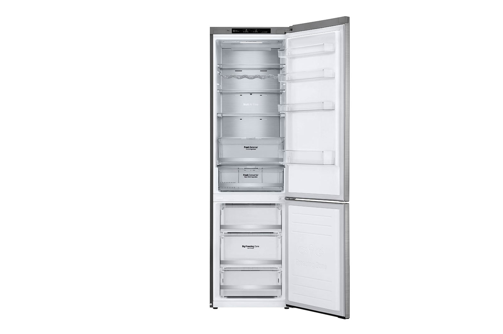LG ﻿Kombinovaná chladnička | A | Hrubý objem 419 l | 110 kWh/rok | LG Lineární invertorový kompresor | LG Total No Frost | DoorCooling+™ | Vnitřní LED displej | Smart Diagnosis™, GBB92STBAP