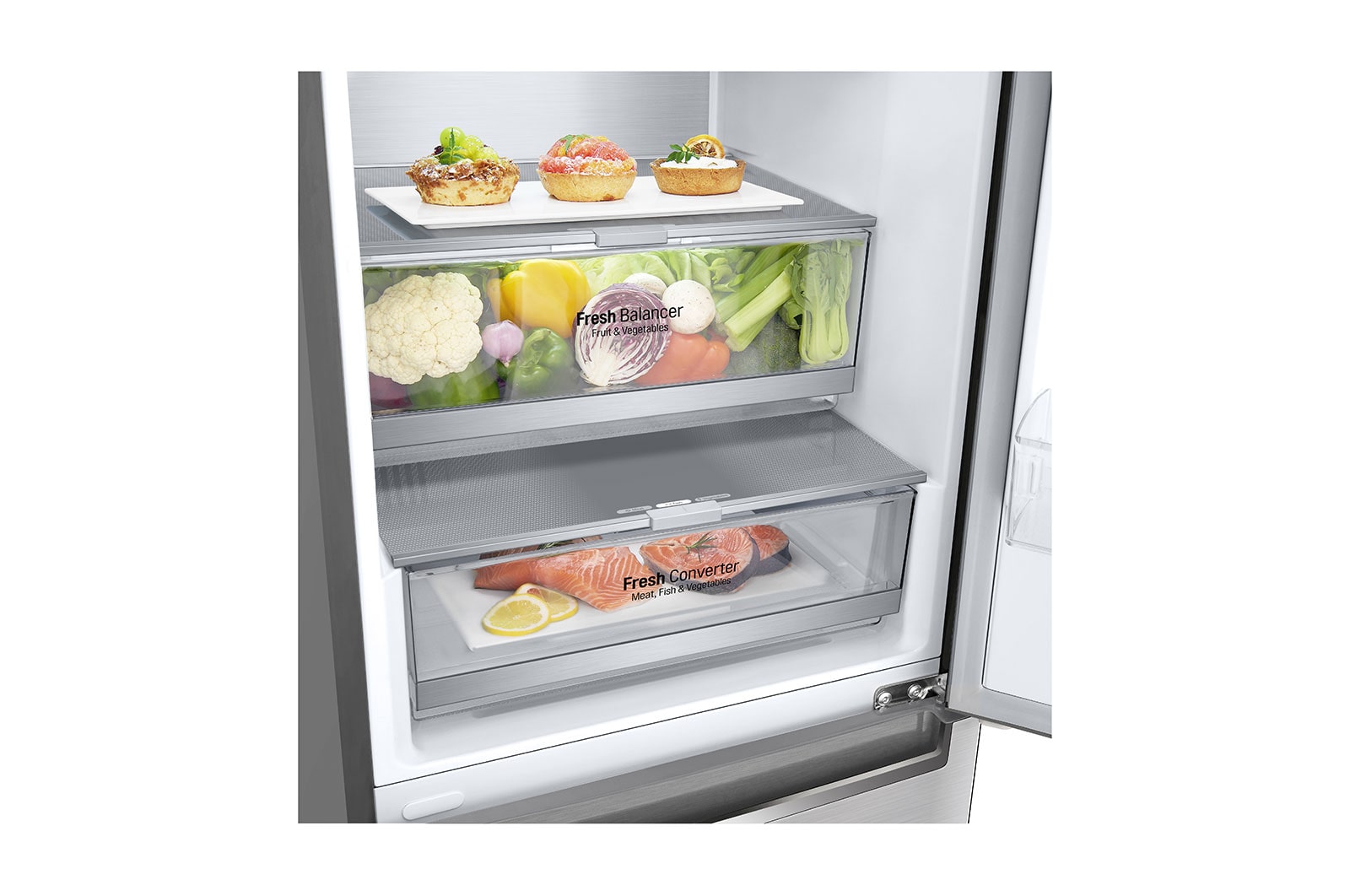 LG ﻿Kombinovaná chladnička | A | Hrubý objem 419 l | 110 kWh/rok | LG Lineární invertorový kompresor | LG Total No Frost | DoorCooling+™ | Vnitřní LED displej | Smart Diagnosis™, GBB92STBAP