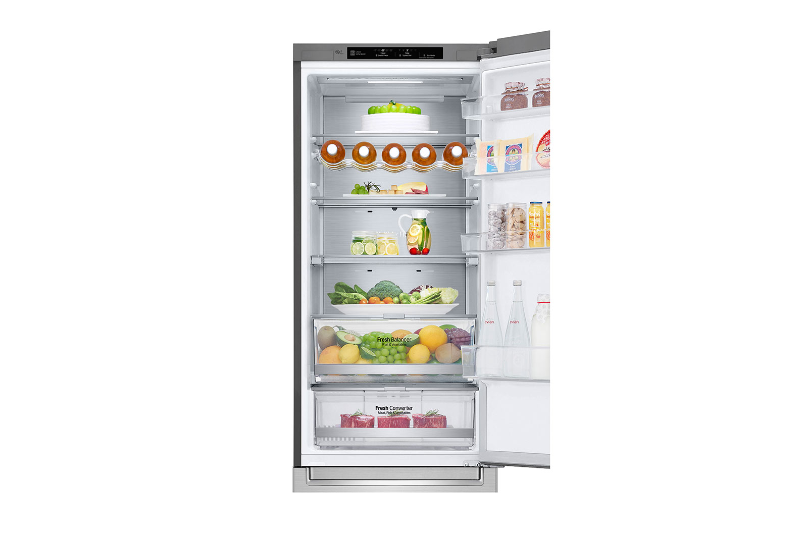 LG ﻿Kombinovaná chladnička | A | Hrubý objem 419 l | 110 kWh/rok | LG Lineární invertorový kompresor | LG Total No Frost | DoorCooling+™ | Vnitřní LED displej | Smart Diagnosis™, GBB92STBAP