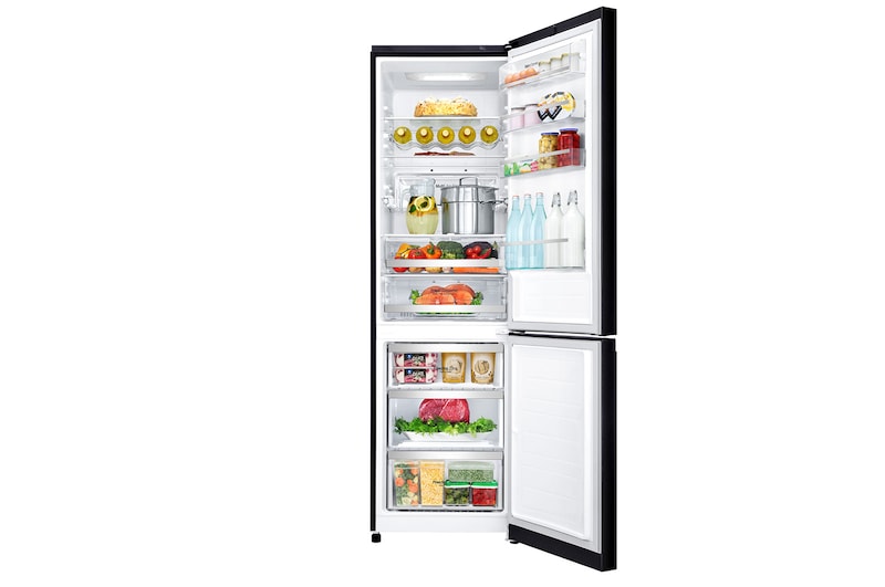 LG Kombinovaná chladnička LG | E | Hrubý objem 394 l |270 kWh/rok | Lineární invertorový kompresor | Multi-Air Flow | ThinQ™ + WiFi, GBB940BMQZT