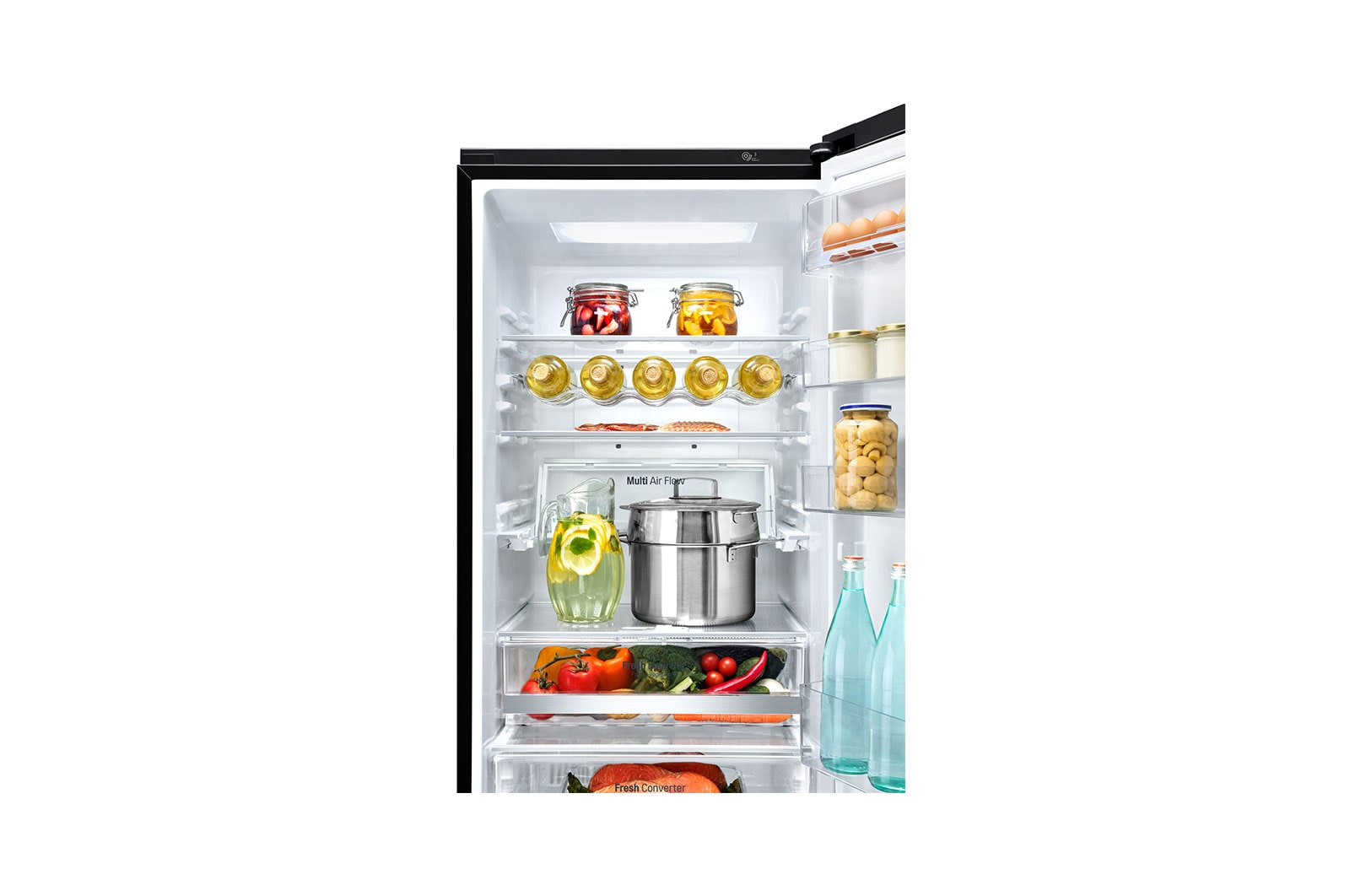 LG Kombinovaná chladnička LG | E | Hrubý objem 394 l |270 kWh/rok | Lineární invertorový kompresor | Multi-Air Flow | ThinQ™ + WiFi, GBB940BMQZT