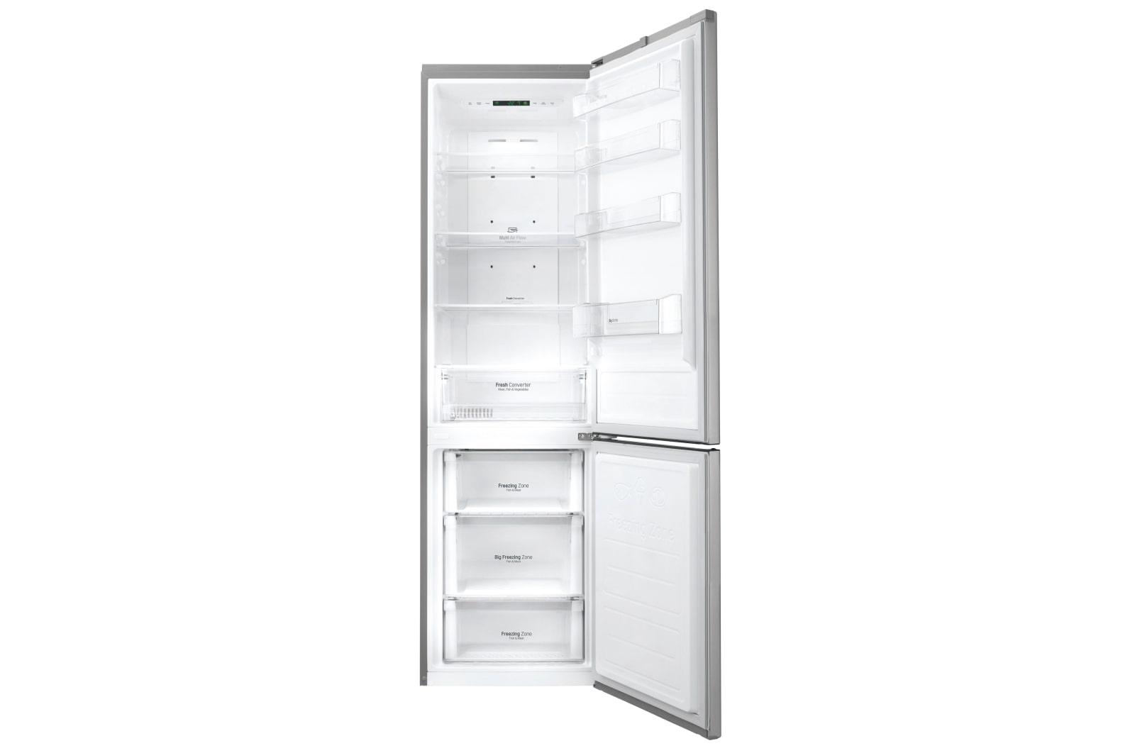 LG Hrubý objem 375 l | 178 kWh/rok | LG Lineární invertorový kompresor | LG Total No Frost | Multi-Air Flow™ | NatureFRESH | Vnitřní LED displej | Smart Diagnosis™, GBP20DSCFS