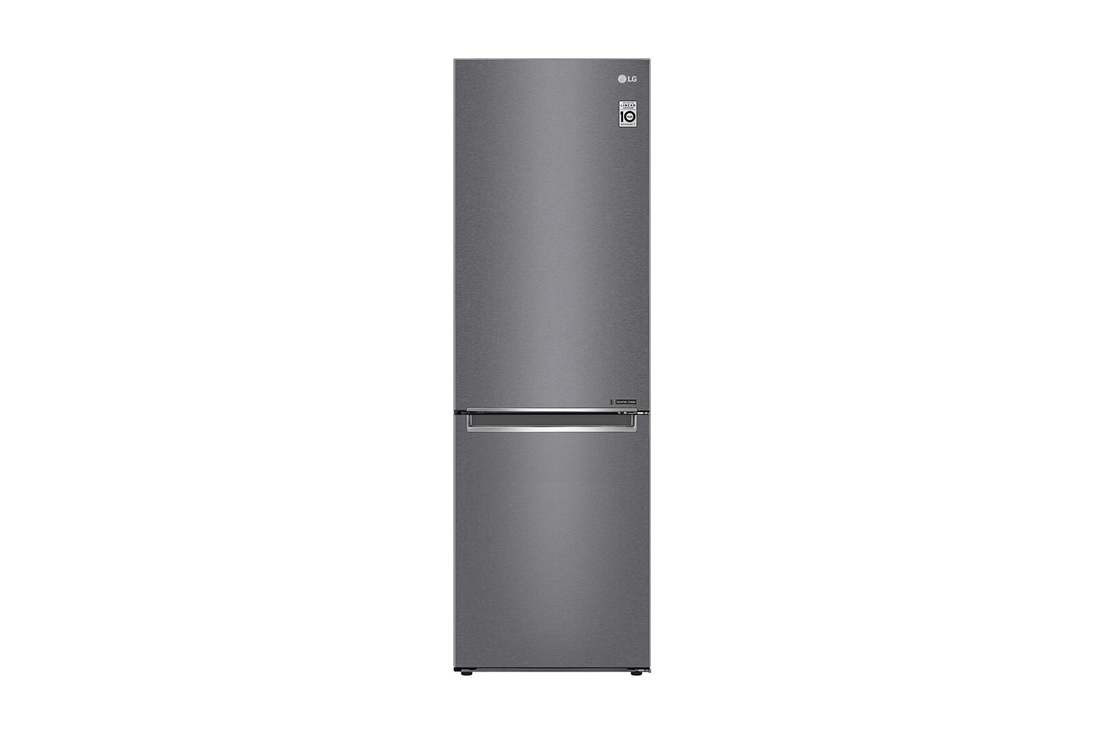 Čelní pohled na Kombinovaná chladnička | D | Hrubý objem 373 l | 214 kWh/rok | LG Lineární invertorový kompresor | LG Total No Frost | DoorCooling&#43;™ | Vnitřní LED displej | Smart Diagnosis™ &#xfeff; GBP61DSPFN