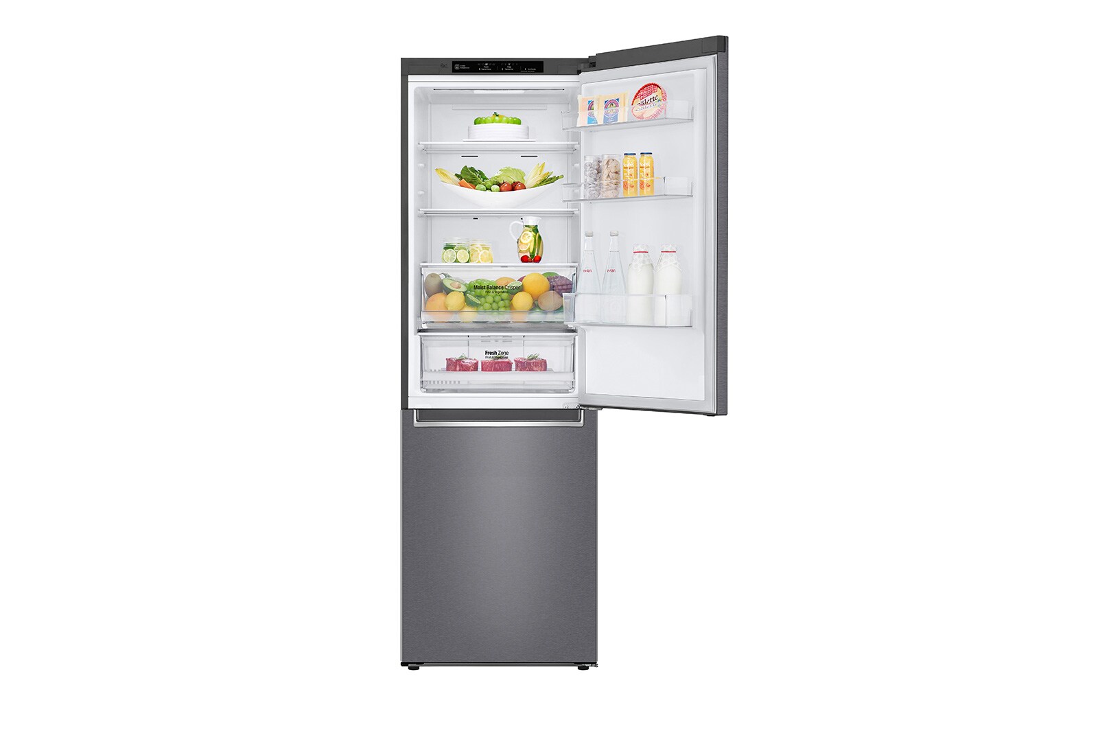 LG Kombinovaná chladnička | D | Hrubý objem 373 l | 214 kWh/rok | LG Lineární invertorový kompresor | LG Total No Frost | DoorCooling+™ | Vnitřní LED displej | Smart Diagnosis™ ﻿, GBP61DSPFN
