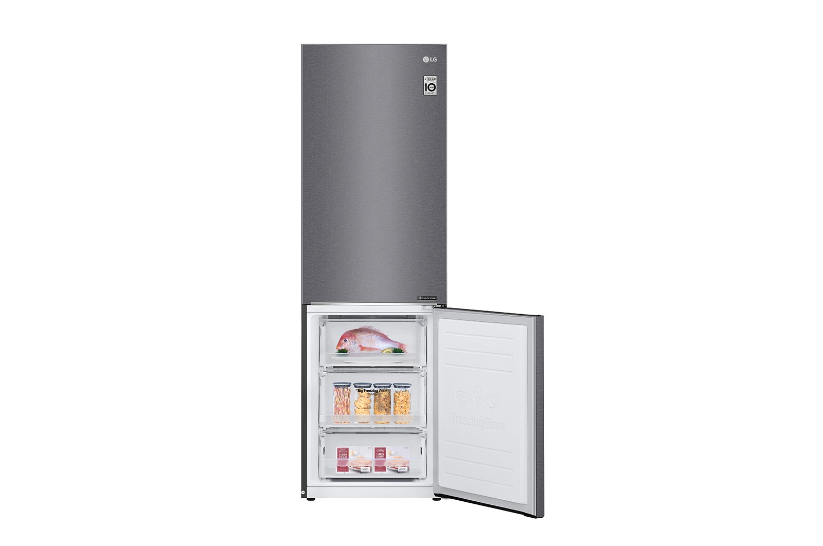 LG Kombinovaná chladnička | D | Hrubý objem 373 l | 214 kWh/rok | LG Lineární invertorový kompresor | LG Total No Frost | DoorCooling+™ | Vnitřní LED displej | Smart Diagnosis™ ﻿, GBP61DSPFN