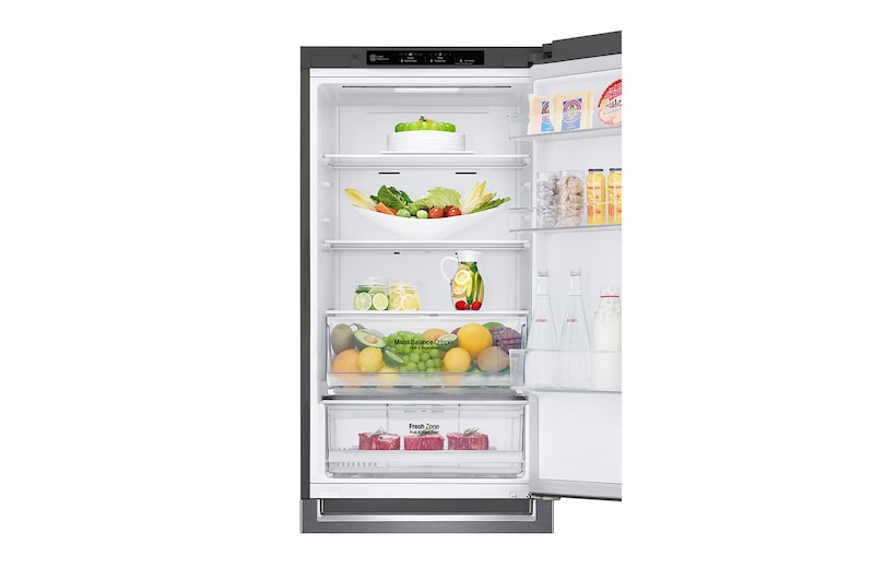 LG Kombinovaná chladnička | D | Hrubý objem 373 l | 214 kWh/rok | LG Lineární invertorový kompresor | LG Total No Frost | DoorCooling+™ | Vnitřní LED displej | Smart Diagnosis™ ﻿, GBP61DSPFN