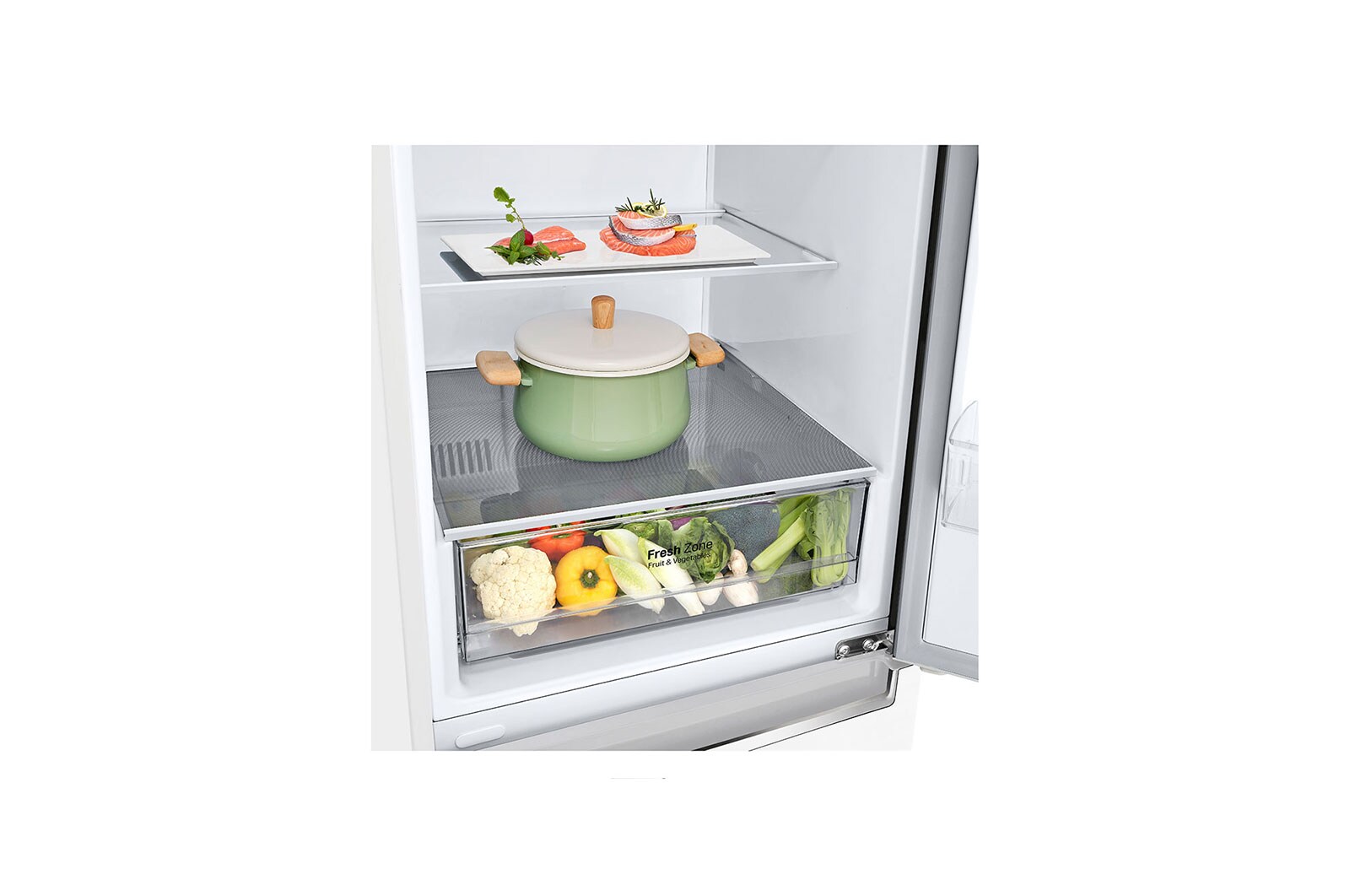 LG ﻿Kombinovaná chladnička | D | Hrubý objem 373 l | 214 kWh/rok | LG Lineární invertorový kompresor | Multi Air Flow™ | Smart Diagnosis™ | Door cooling™, GBP61SWPFN