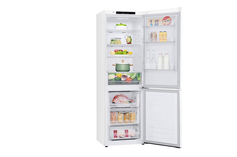 LG ﻿Kombinovaná chladnička | D | Hrubý objem 373 l | 214 kWh/rok | LG Lineární invertorový kompresor | Multi Air Flow™ | Smart Diagnosis™ | Door cooling™, GBP61SWPFN