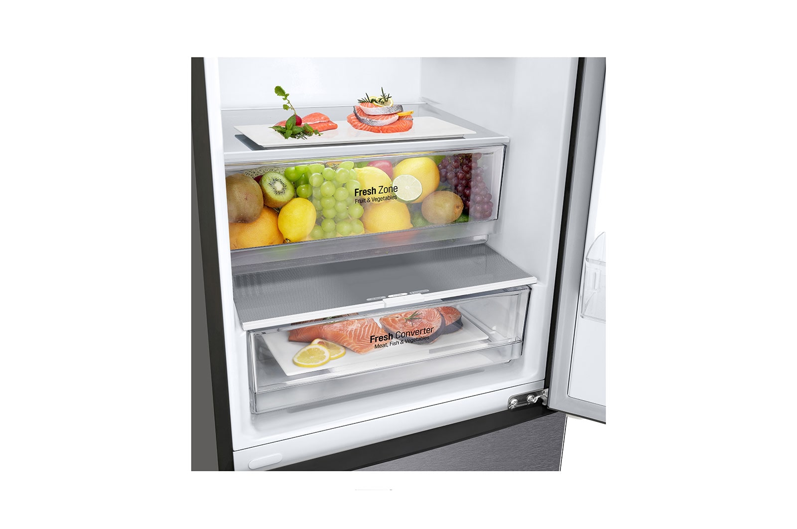 LG ﻿Kombinovaná chladnička | C (v rozsahu A až G) | Hrubý objem 419 l | 172 kWh/rok | LG Lineární kompresor | Multi Air Flow | Smart Diagnosis™ | Door cooling, GBP62DSXCC