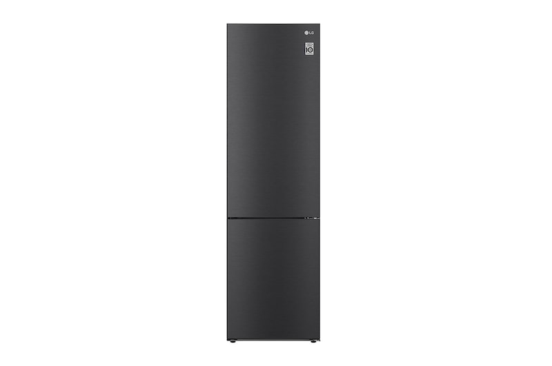 Čelní pohled na Kombinovaná chladnička LG | A | 384 l | Lineární kompresor | DoorCooling+™|Černá/šedá GBP62MCNAC