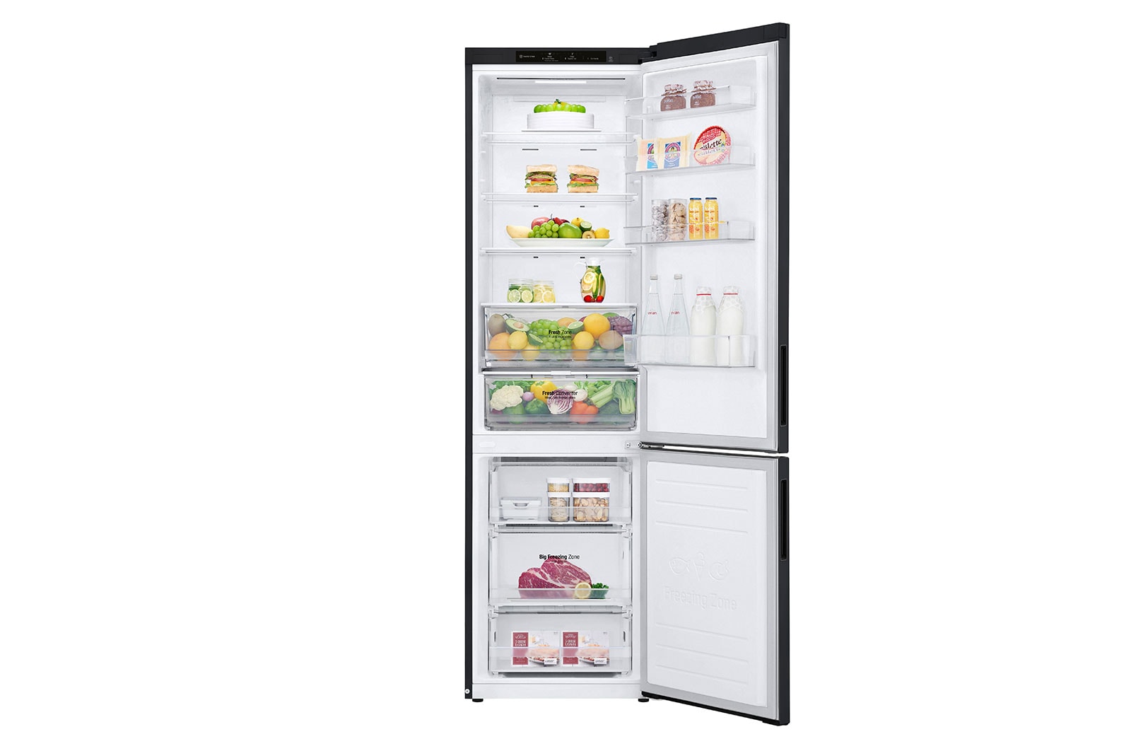 LG Kombinovaná chladnička LG | A | 384 l | Lineární kompresor | DoorCooling+™|Černá/šedá, GBP62MCNAC
