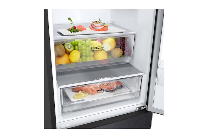 LG Kombinovaná chladnička LG | A | 384 l | Lineární kompresor | DoorCooling+™|Černá/šedá, GBP62MCNAC