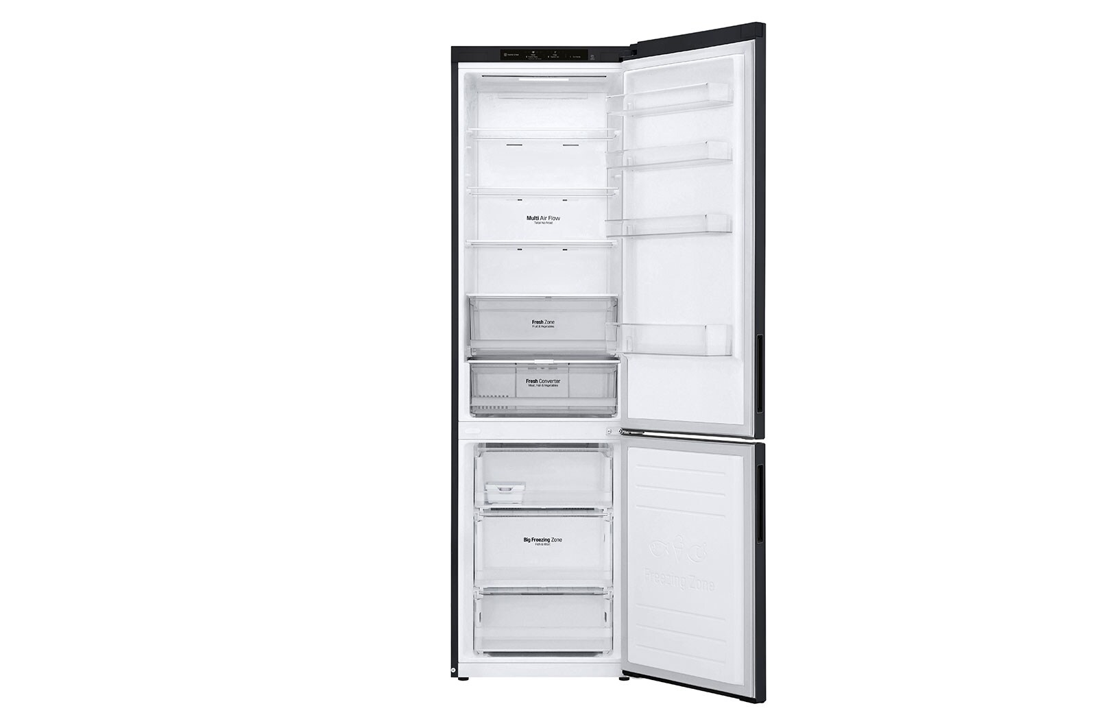 LG Kombinovaná chladnička LG | A | 384 l | Lineární kompresor | DoorCooling+™|Černá/šedá, GBP62MCNAC