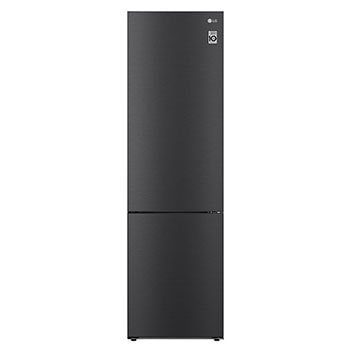 Čelní pohled na Kombinovaná chladnička LG | A | 384 l | Lineární kompresor | DoorCooling+™|Černá/šedá GBP62MCNAC