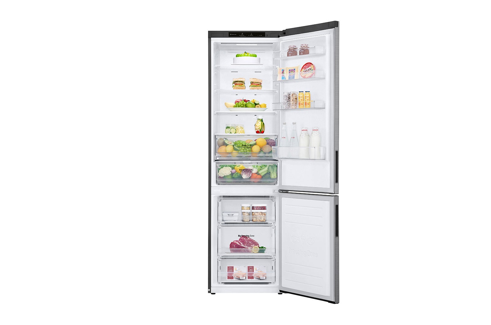 LG Kombinovaná chladnička LG | A | 384 l | Lineární kompresor | DoorCooling+™|Stříbrná, GBP62PZNAC