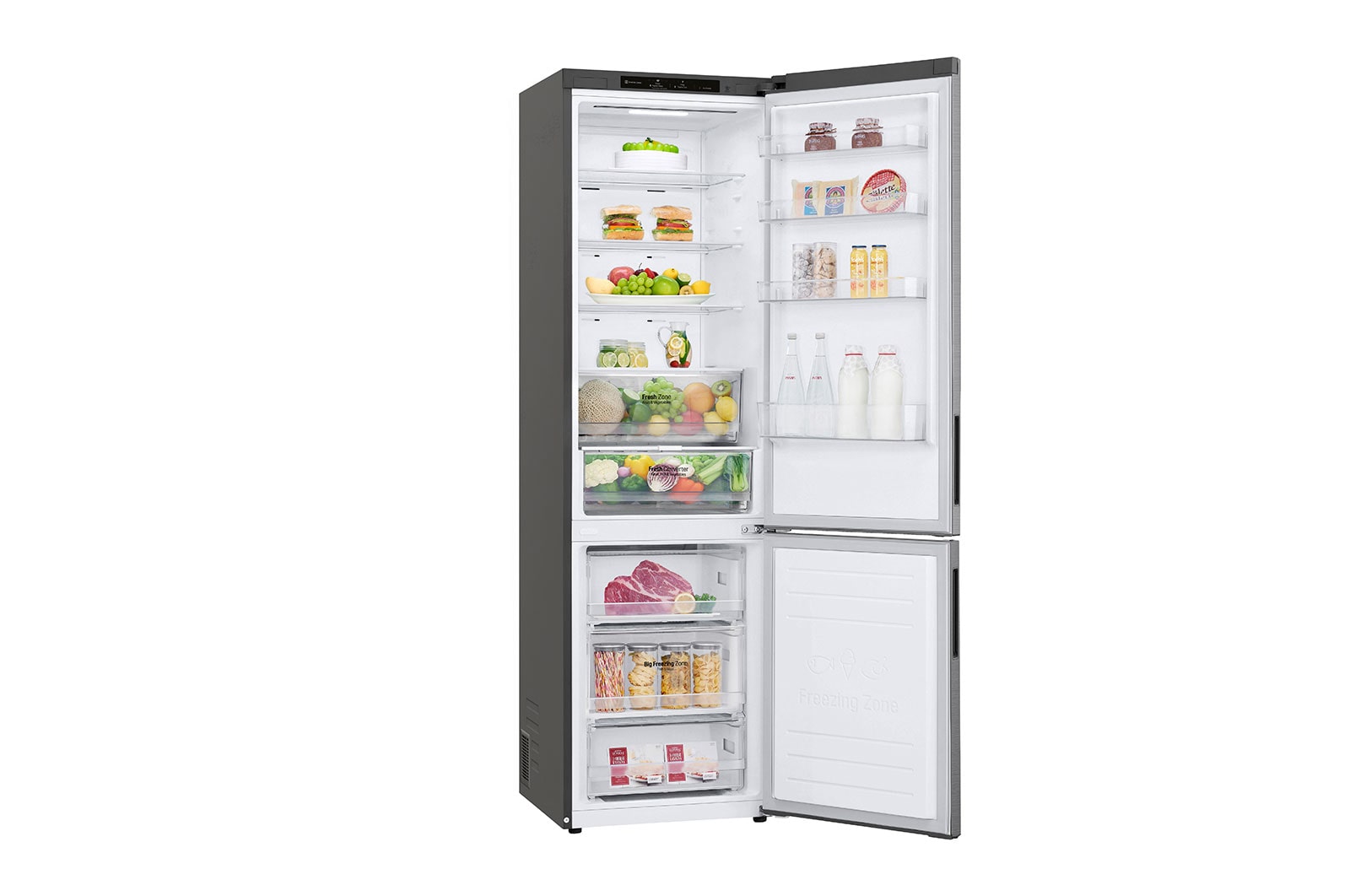 LG Kombinovaná chladnička LG | A | 384 l | Lineární kompresor | DoorCooling+™|Stříbrná, GBP62PZNAC