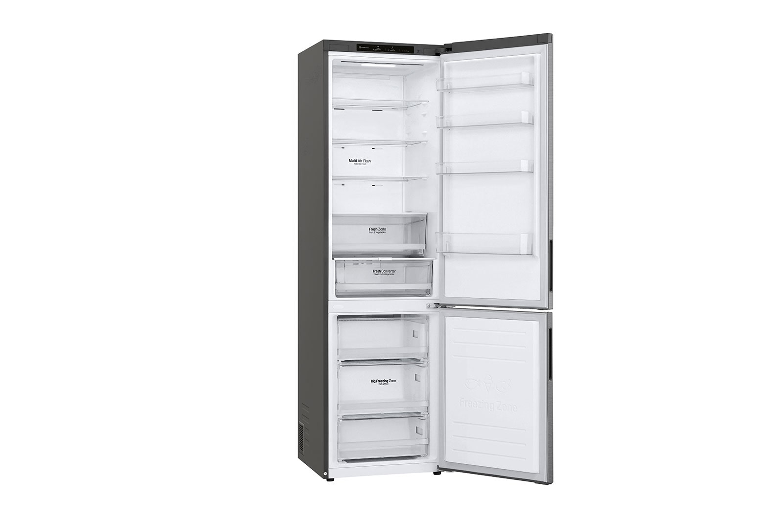 LG Kombinovaná chladnička LG | A | 384 l | Lineární kompresor | DoorCooling+™|Stříbrná, GBP62PZNAC