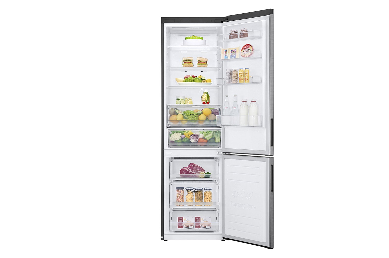 LG Kombinovaná chladnička LG | C | 384 l | Smart invertorový kompresor |Stříbrná, GBP62PZXCC1