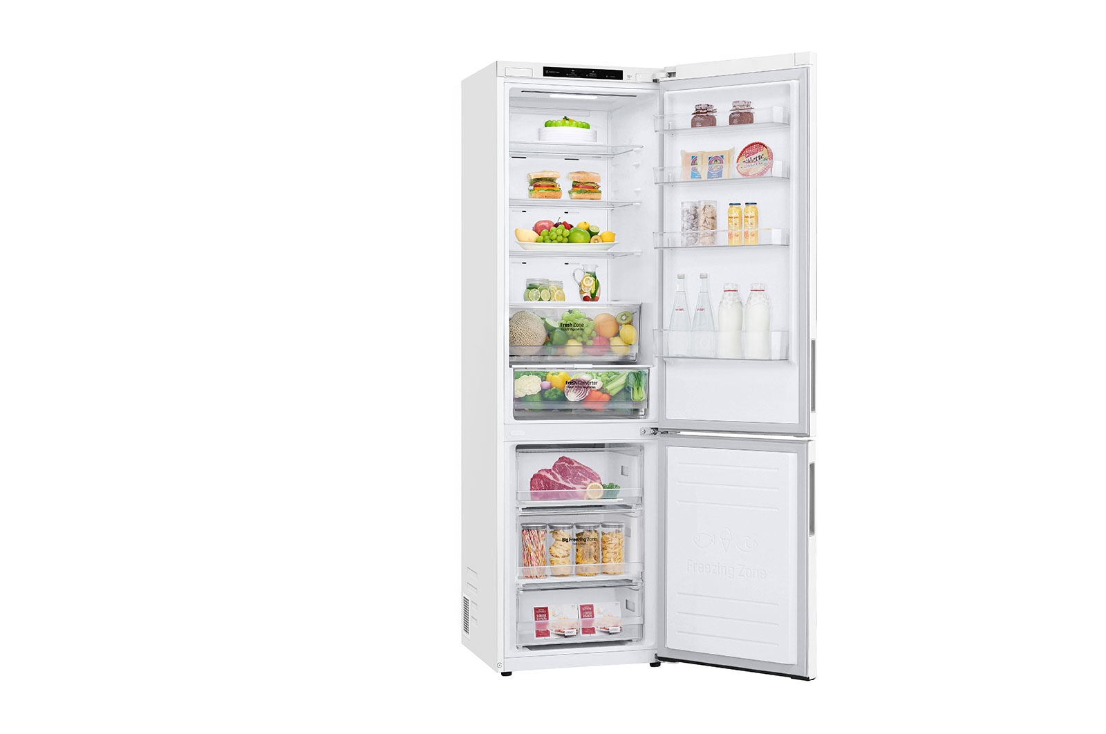 LG Kombinovaná chladnička LG | B | 384 l | Lineární kompresor | DoorCooling+™|Bílá, GBP62SWNBC