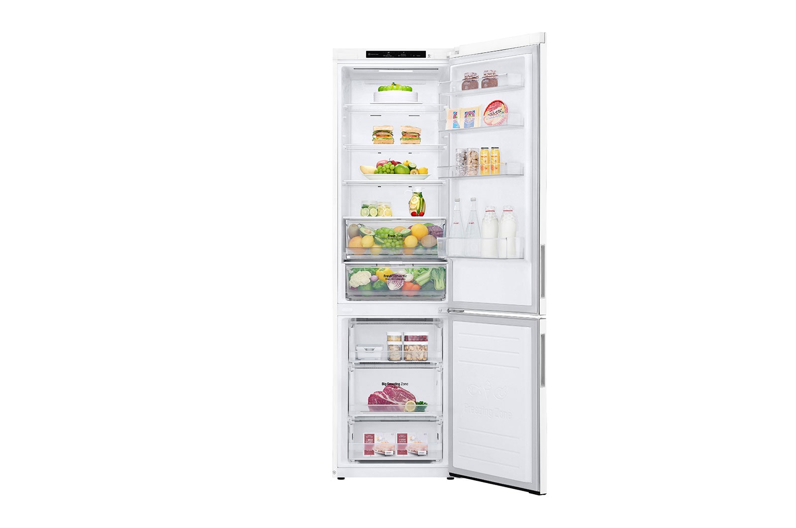 LG Kombinovaná chladnička LG | B | 384 l | Lineární kompresor | DoorCooling+™|Bílá, GBP62SWNBC