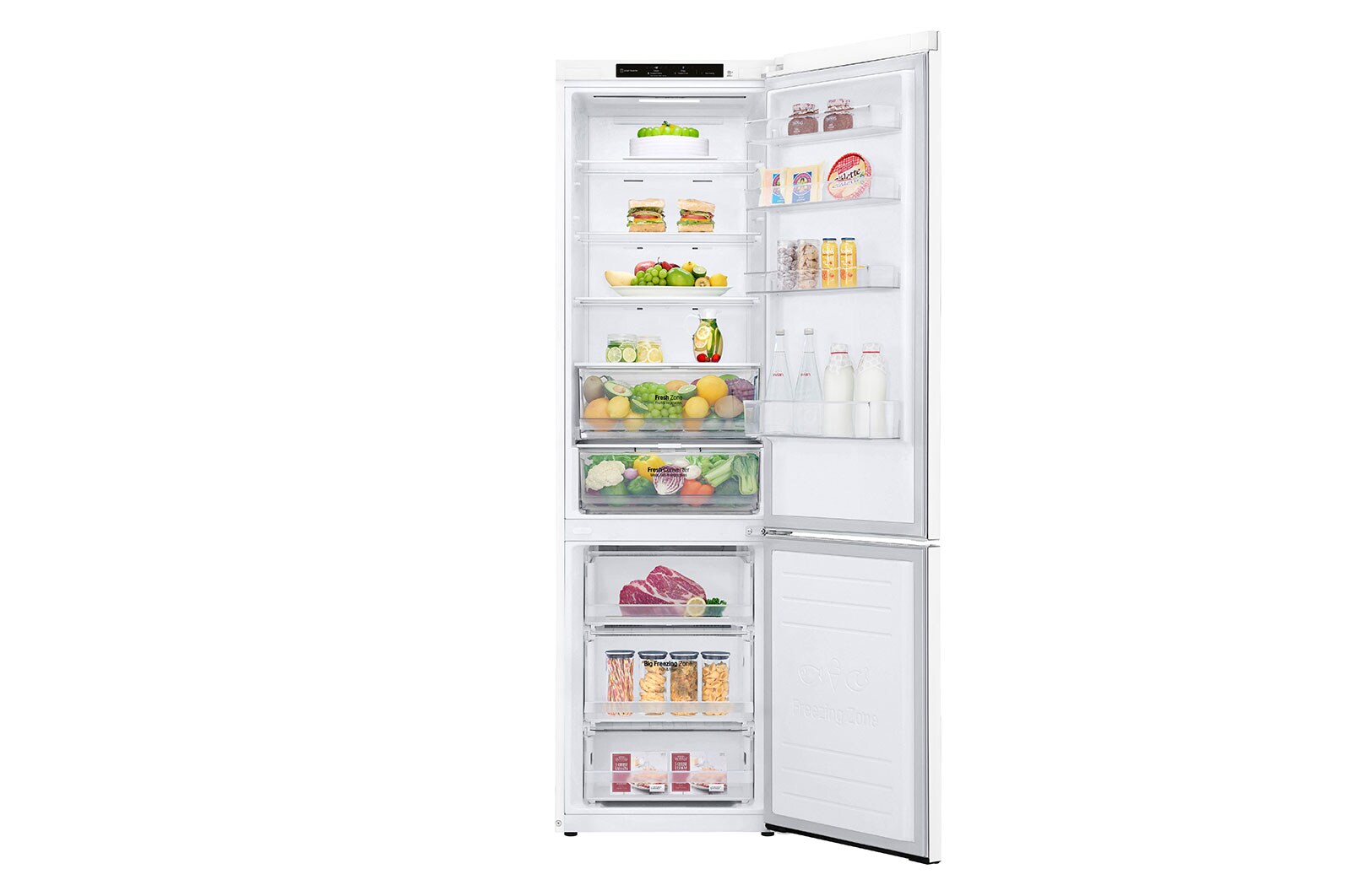 LG 384L DoorCooling+™Kombinovaná chladnička,Bílá, GBP62SWNCN1