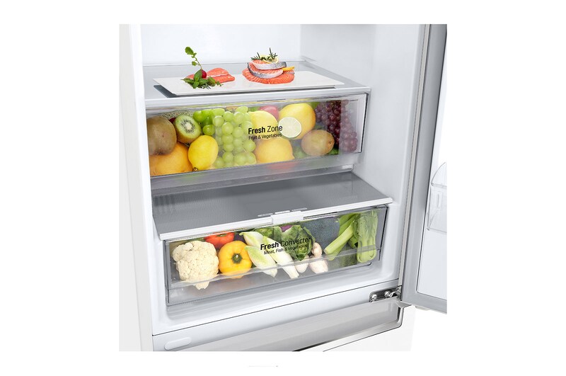 LG 384L DoorCooling+™Kombinovaná chladnička,Bílá, GBP62SWNCN1