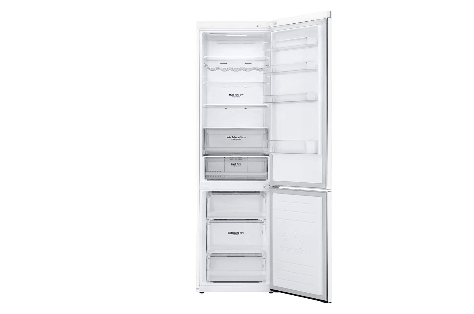 LG ﻿Kombinovaná chladnička | C | Hrubý objem 419 l | 172 kWh/rok | LG Smart invertorový kompresor | LG Total No Frost | DoorCooling+™ | Vnější LED displej | LG ThinQ + WiFi, GBP62SWXCC