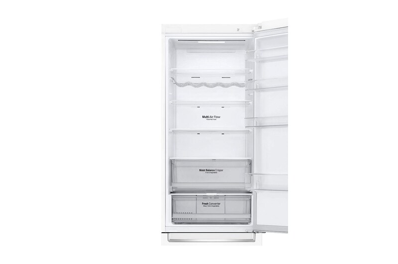 LG ﻿Kombinovaná chladnička | C | Hrubý objem 419 l | 172 kWh/rok | LG Smart invertorový kompresor | LG Total No Frost | DoorCooling+™ | Vnější LED displej | LG ThinQ + WiFi, GBP62SWXCC