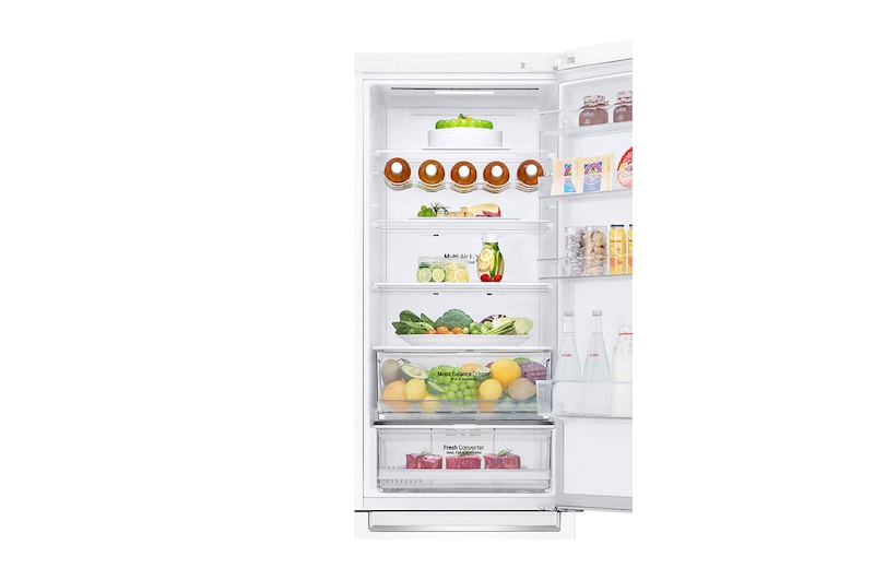 LG ﻿Kombinovaná chladnička | C | Hrubý objem 419 l | 172 kWh/rok | LG Smart invertorový kompresor | LG Total No Frost | DoorCooling+™ | Vnější LED displej | LG ThinQ + WiFi, GBP62SWXCC