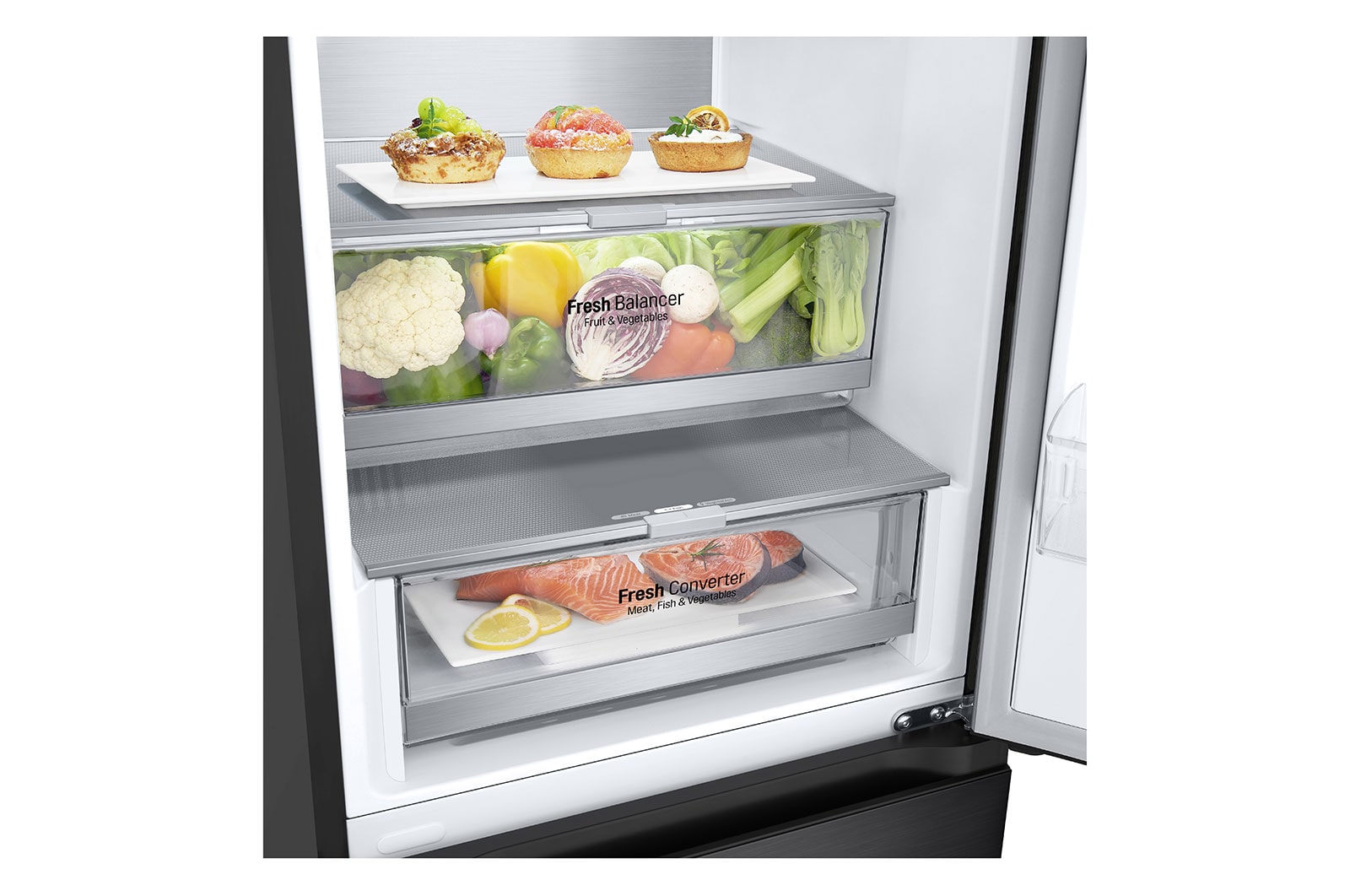 LG Kombinovaná chladnička LG | C | 387 l | Smart Invertorový kompresor | Černá/šedá, GBV7280CEV