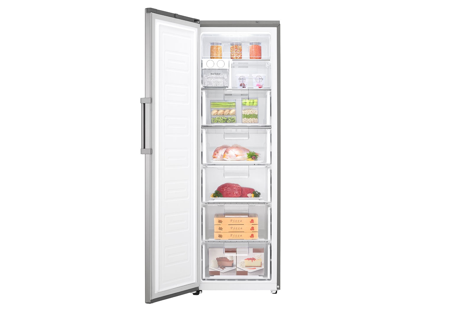 LG Volně stojící mraznička LG | F | Hrubý objem 362 l | 325 kWh/rok | Lineární invertorový kompresor | Multi-Air Flow™ | ThinQ™ + WiFi  | Výrobník ledu, GF5237PZJZ1