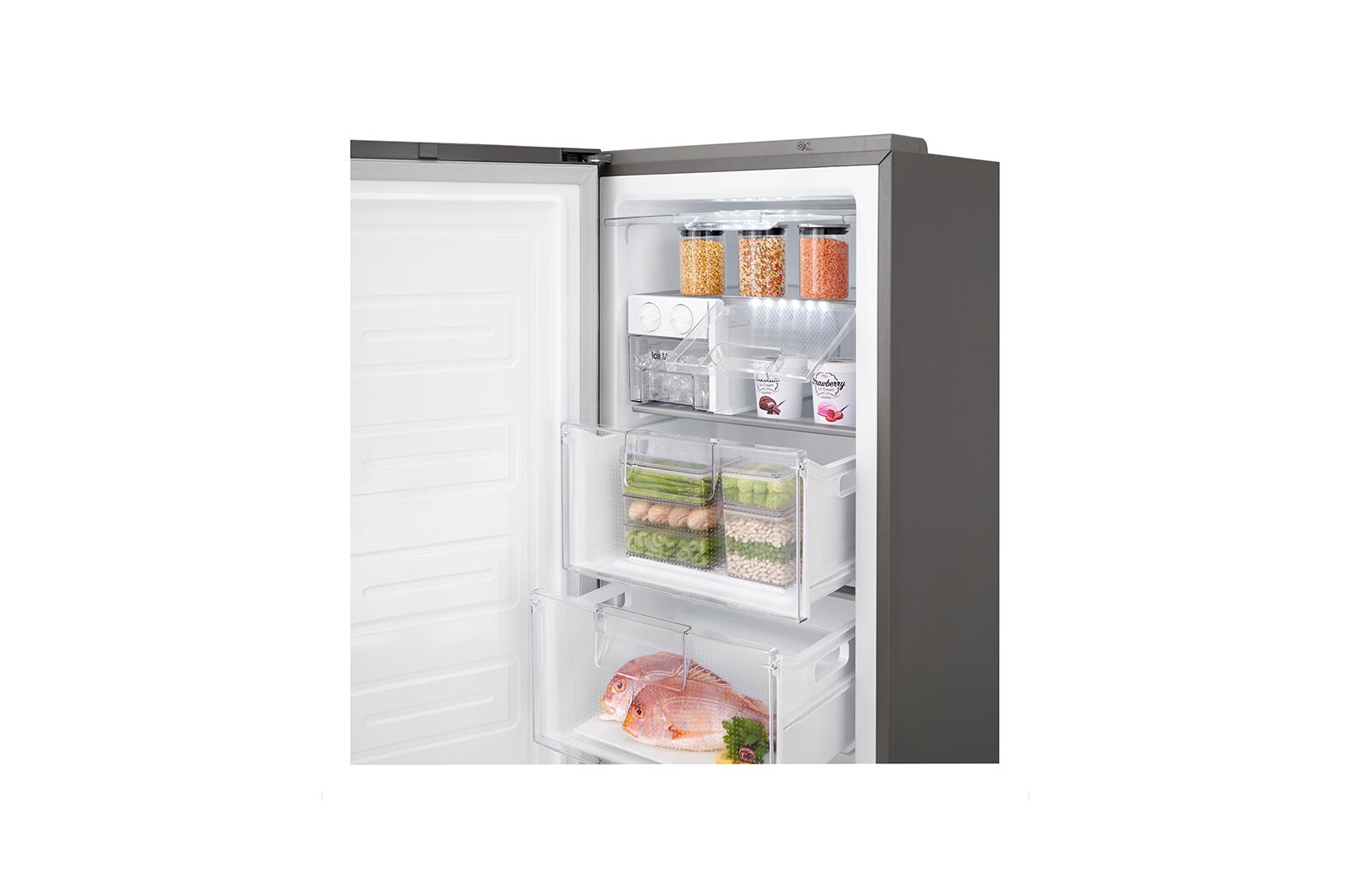 LG Volně stojící mraznička LG | F | Hrubý objem 362 l | 325 kWh/rok | Lineární invertorový kompresor | Multi-Air Flow™ | ThinQ™ + WiFi  | Výrobník ledu, GF5237PZJZ1