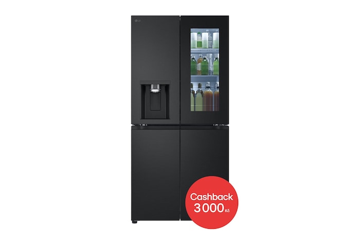 Pohled zepředu na multi-door chladničku LG GMG860EPBE