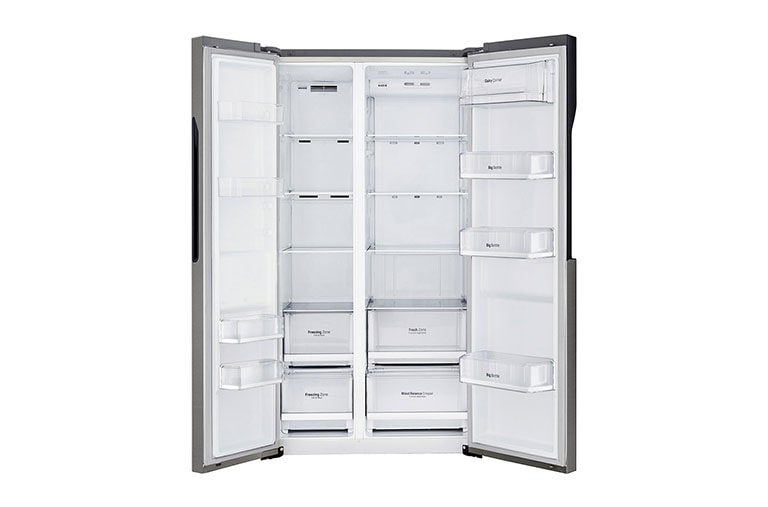 LG Americká chladnička LG | F | Hrubý objem 680 l | 429 kWh/rok | Lineární invertorový kompresor | Total No Frost™ | Multi-Air Flow™ | Vnější LED displej, GSB360BASZ